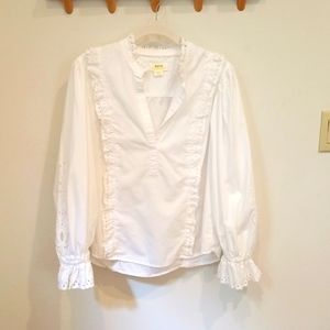 Maeve white cotton eyelet blouse